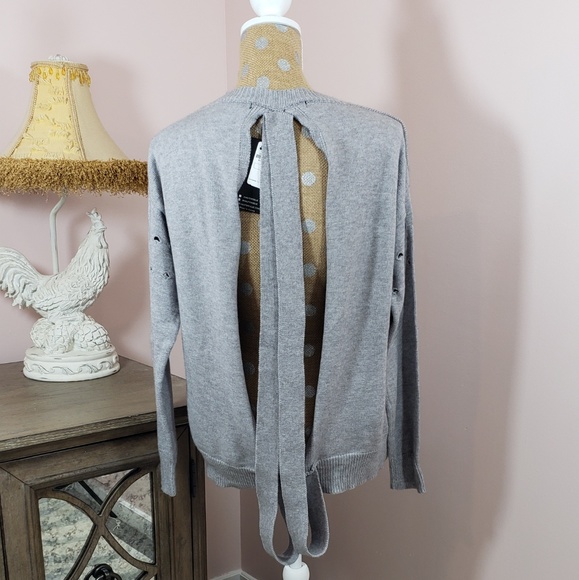 Haute Rouge open back grey sweater medium - Picture 2 of 8
